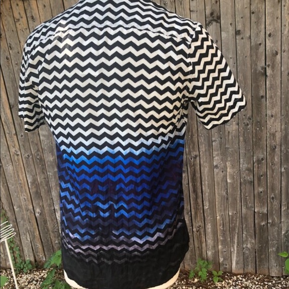 Zig-zig print hand dip dyed shirt MED H&M - Picture 7 of 11